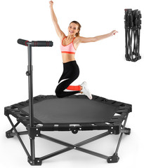 Foldable Mini Trampoline — One-Step Fold & Open, 42″ Rebounder Trampoline for Ad