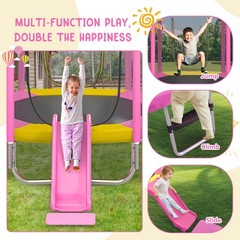 7ft Trampoline with Slide and Ladder Indoor Outdoor Safety Trampolines for Kids