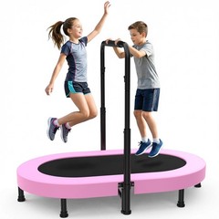 56” Foldable Trampoline w/Adjustable Handle 220lbs Capacity for Kids & Toddlers