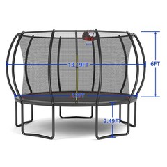 YC 12FT Kids Trampoline Indoor & Outdoor Pumpkin Trampoline w/Basketball Hoop