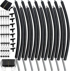 10Ft 8 Pcs Trampoline Curved Poles Replacement with Enclosure Net, Trampoline Cu