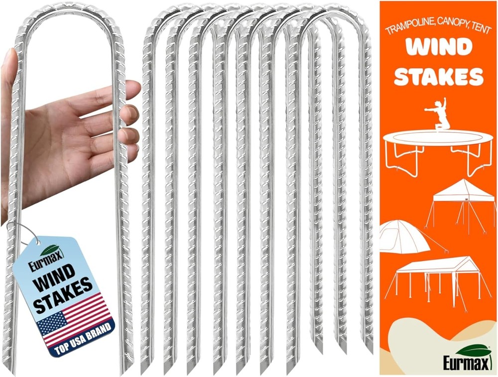 Eurmax USA 12 Inch Trampoline Stakes,Heavy Duty Ground Anchors,Trampoline Anchor