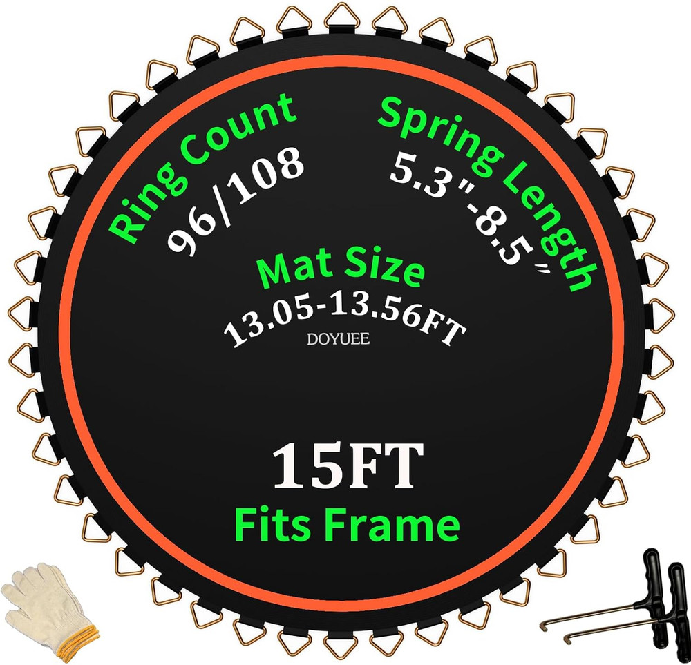 Trampoline Mat Replacement-Fits 15Ft Trampline Frame with 96/108 Rings for Choos