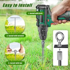 Heavy Duty Ground Anchors with Straps – 24” Screw in Earth Anchor Kit, 4 Pac…