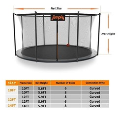 10/12/14FT Trampoline Net(Net Only),Trampoline 10FT Frame fits 8 Pole