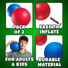 Red & Blue Kickball Set – (8.5 Inch) with Pump for Toddlers 8.5-Inch (2-Pack)