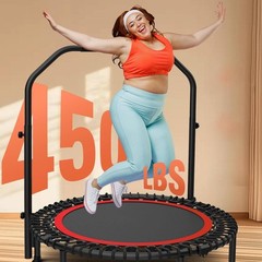 450lbs 40″ Foldable Mini Trampoline Fitness with 4 Level Adjustable Foam Handle