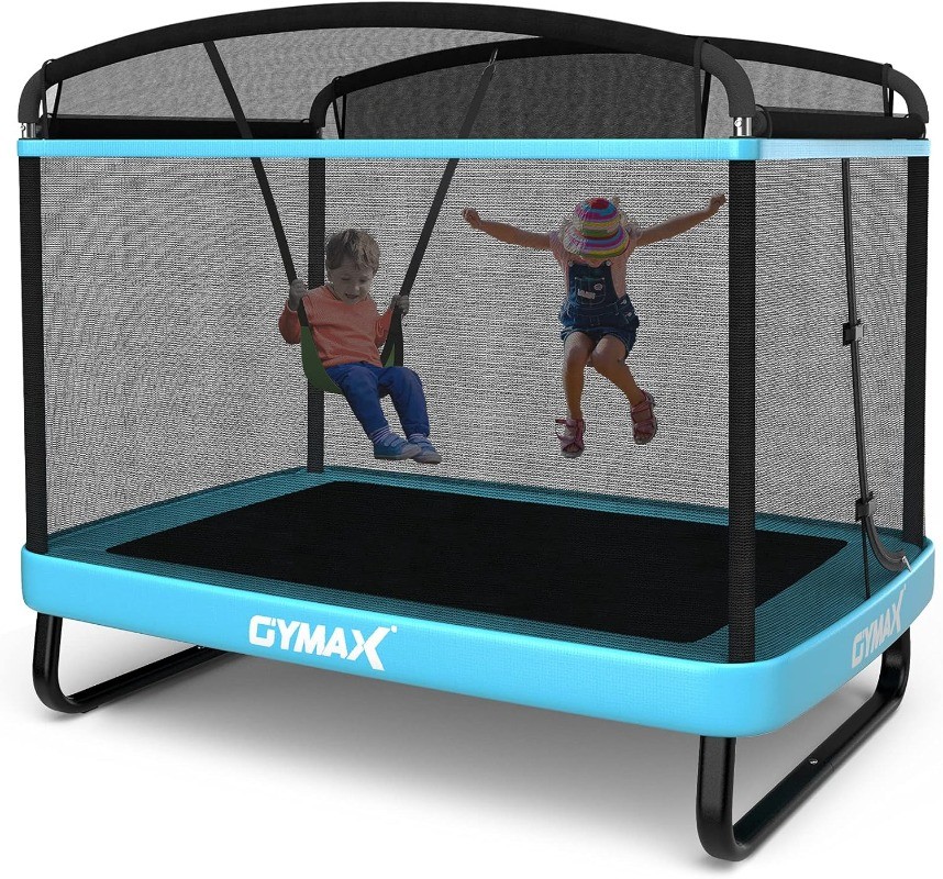 6FT Toddler Rectangle Recreational Trampoline with Swing & Enclosure Safety Net