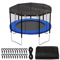 12FT Black Round Trampoline Cover 90% Sunblock Shade Cloth Mesh Tarp Elastic