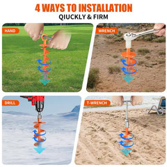 8 Pack Spiral Trampoline Anchors with Nut and Tool Swing Set Anchors Tent Stakes