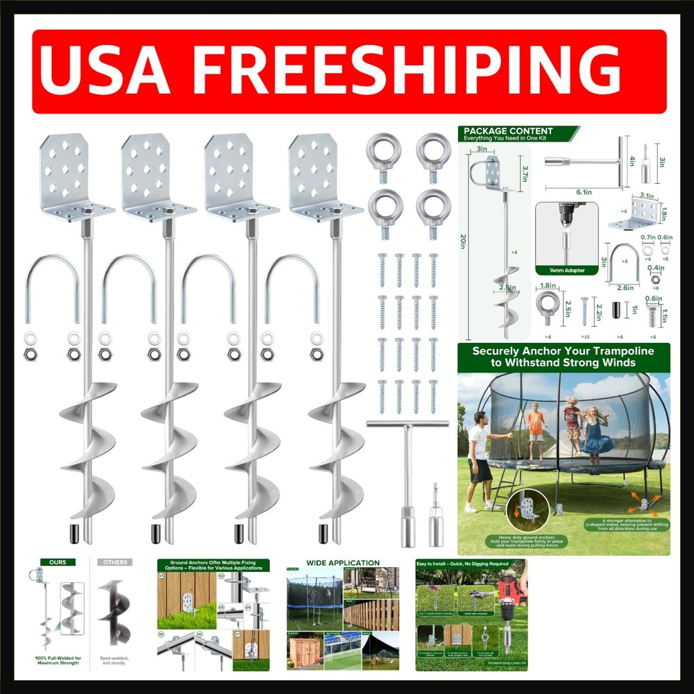 Swing Set Anchors 20″ â€“ Heavy Duty Ground Anchors Screw in with L-Brackets …