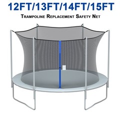 12 13 14 15 Ft Trampoline Safety Net Enclosure Fit 4/6/8 Poles Frame Replacement
