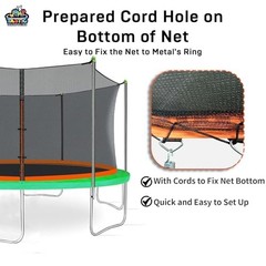Net Replacement with 6 PoleCaps, 12-15 ft Round Safety Fits for 14Ft Frame