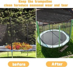 Trampoline Cover Black Round 90% Sunblock Shade Cloth 12FT Trampoline Top Sha…
