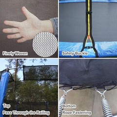 Trampoline Net Replacement Safety Enclosure Net with Zippers 10 FT / 6 poles