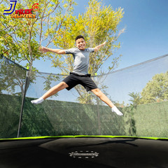 Sportspower 14′ round Trampoline with Safety Enclosure in Green and Black