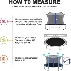 Trampoline Net Replacement for Straight Pole,12Ft 13Ft 14Ft 15Ft round Frame Saf