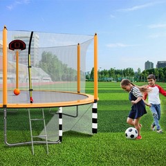 16FT Trampolines for Kids Trampoline With Enclosure Soccer Goal for Outdoor Jump