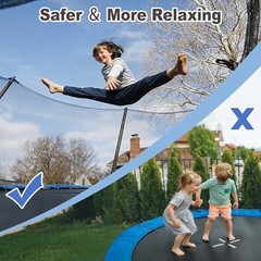 Trampoline Net Replacement Safety Enclosure Net with Zippers 12 FT / 8 poles