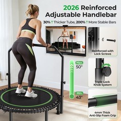 BCAN BT2 450/550LBS Mini Rebounder Trampoline for Adults with Bar, Fitness Tr…