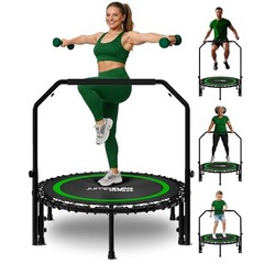 Rebounder Trampoline for Adults with Bar and Elastic Bands, 450/550 40″ Green