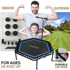 SereneLife Trampoline 40″/50″ – in-Home Cardio Fitness Rebounder with Adjusta…