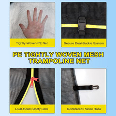10Ft/15Ft Trampoline Net Replacement Safety Enclosure Net for 6 Straight Poles,