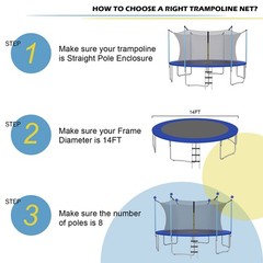 Costway 14FT Trampoline Replacement Safety Enclosure Net Weather-Resistant