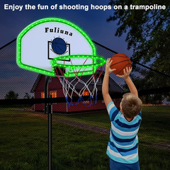 Solar Power Trampoline Basketball Hoop with Led Lights, Easy to Install Basketba