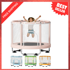 55 Inch Kids Trampoline with Safety Frame and Foam Padding Indoor Outdoor