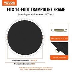14ft trampoline replacement mat 72 V-rings 6.5-7in springs durable weave