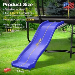 Lyromix Plastic Trampoline Slide for 8-16FT, Heavy Duty Outdoor Slide for Trampo