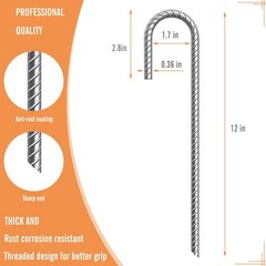 J Hook Rebar Stakes 12 Inch (12 Pack) – Rebar Ground Anchors – Heavy Duty Pro…