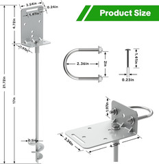 Heavy Duty Ground Anchors Screw-In Trampoline Stakes with Anti-Bend L-Plate, Mul