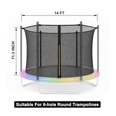 14 FT Trampoline Replacement Net for 6 Straight Poles: Safety Enclosure