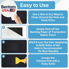 Self-Adhesive Trampoline Patch Repair Kit, 4 Rectangular Trampoline Repairing Te