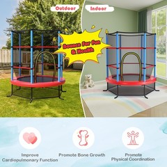 55″ Trampoline Kids Toddler Trampoline w/ All-round Safety Enclosure Net Blue