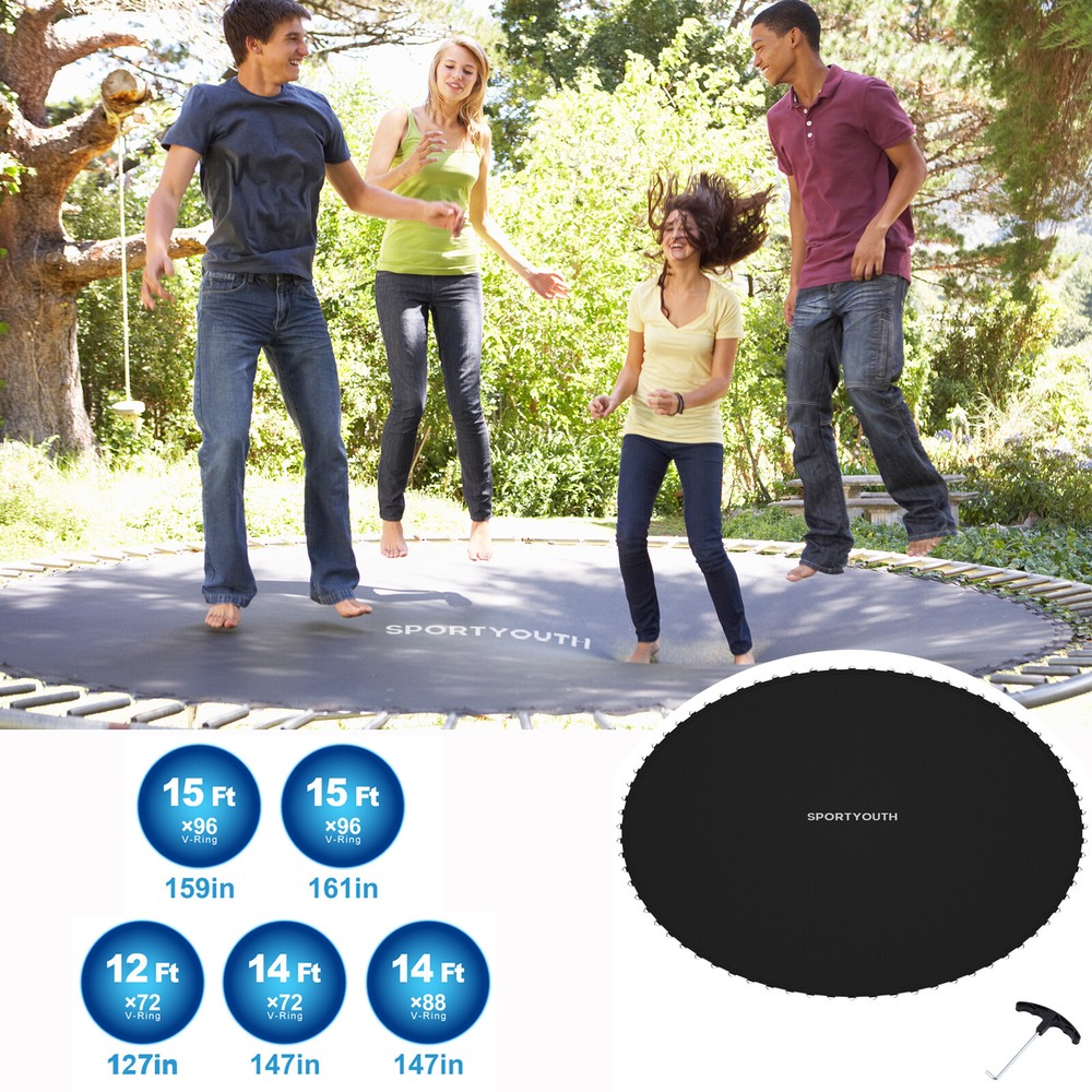 Replacement Trampoline Mat 72 88 96 Rings (Choose 12 14 15 FT) With Setting Tool