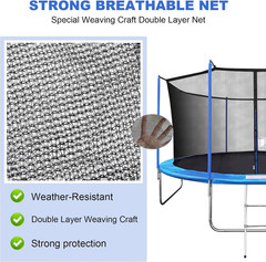 Trampoline Net Replacement with 6 Polecaps, 12Ft 14Ft 15 Ft round Frame, Durable