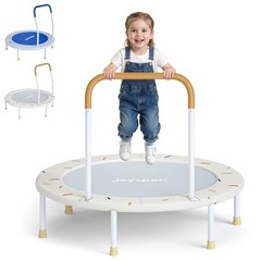 36-Inch Toddler Trampoline with Foam Handle, Foldable Indoor Outdoor White