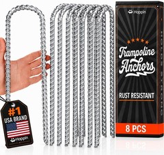 12 Inch Trampoline Stakes Anchors Heavy Duty Galvanized Steel U-Hook Ground