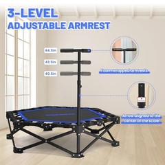 HXD-ERGO FOLDABLE MINI TRAMPOLINE, 42”, ADJUSTABLE FOAM HANDLE – BLUE