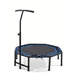 48in Adult Trampoline w/Adjustable Handle – Foldable Cardio Rebounder Gym