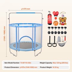 Uimoso 55″ Trampoline for Kids Mini Toddler Trampoline with Net Indoor Outdoor