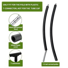 6 PCS Trampoline Curved Pole Replacement, Universal Curved Enclosure Net Poles