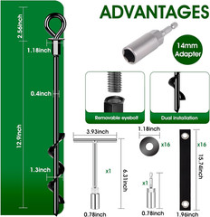 Ground Anchors Screw in 16Pcs, Trampoline Stakes Anchors with Straps Resistant H