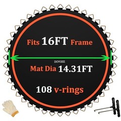 Trampoline Mat Replacement-Fits 16FT Frame with 108 Rings Fits 6.5-7.0″