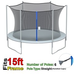 15FT 6 Pole Trampoline Replacement Net Protection Safety Enclosure Netting Round