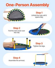 3FT Trampoline for Kids – Indoor/Outdoor Mini Jump Toy, Foldable with Foam Handl
