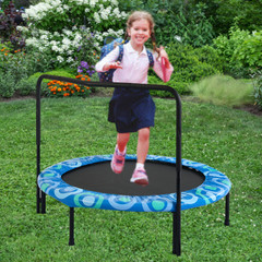 Children’s Trampoline with Handrails for Indoor and Outdoor Fun, Ages 3-7
